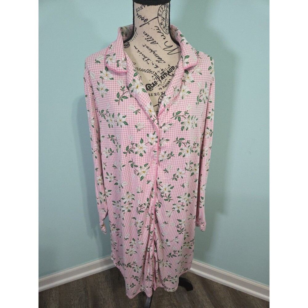 Draper james Nightgown 2x plaid pink magnolia floral plus size